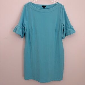 Talbots Light Blue Ruffle Sleeve Shift Dress